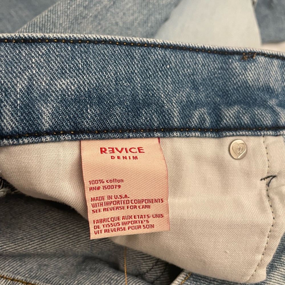 REVICE  Love at first sight  button Fly Patchwork Blue Jeans Women’s size 30 - Picture 11 of 14